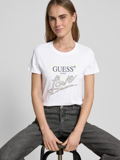 Guess T-Shirt mit Strasssteinbesatz Weiss 3