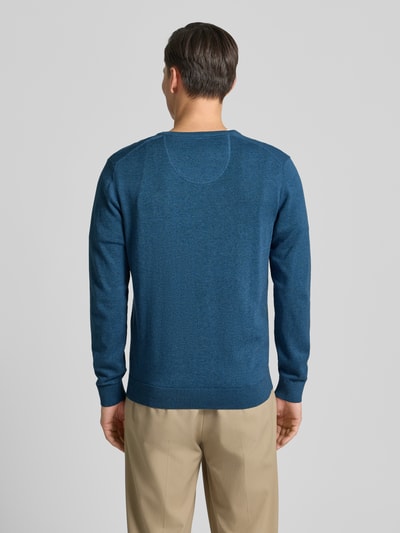 Christian Berg Men Gebreide pullover met V-hals Petrol gemêleerd - 5