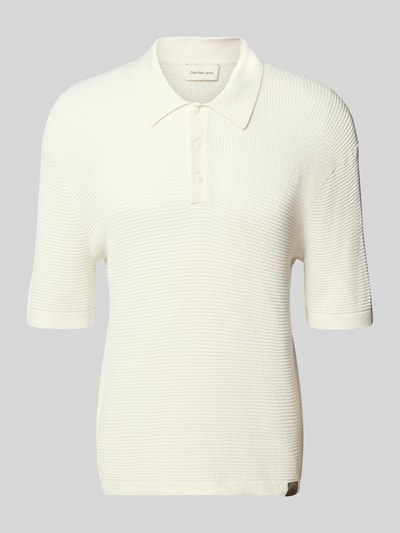 Calvin Klein Jeans Koszulka polo o kroju slim fit z dzianiny  Złamany biały 2