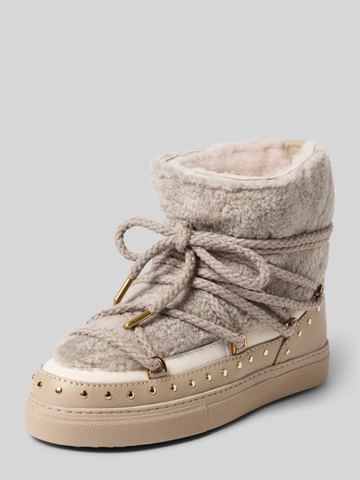 INUIKII Snowboots van leer met teddybont, model 'CURLY ROCK' Lichtgrijs - 1