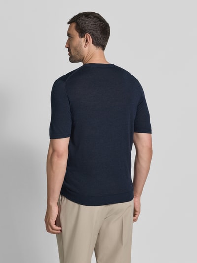 Fynch-Hatton T-shirt met ronde hals en labelstitching Marineblauw - 5