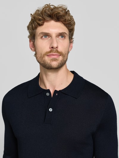 Christian Berg Men Regular Fit Poloshirt aus Woll-Mix Marine 3
