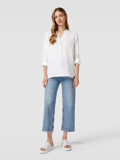 MOS MOSH Leinenbluse mit Tunikakragen Modell 'Danna' Weiss 1