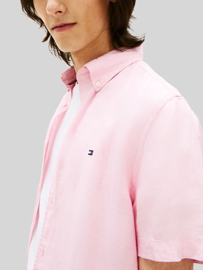 Tommy Hilfiger Regular Fit Kurzarmhemd aus reinem Leinen Rosa 3