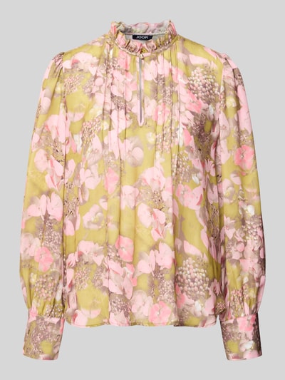Produktfoto, Regular fit overhemdblouse met kraag met ruches model 'Belmira' van JOOP!, pastelroze en groene bloemenprint, Dames
