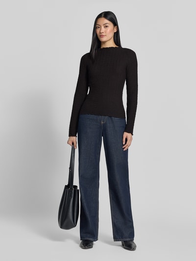 VERO MODA Regular Fit Langarmshirt aus Baumwoll-Mix Modell 'ZIA' Black 1