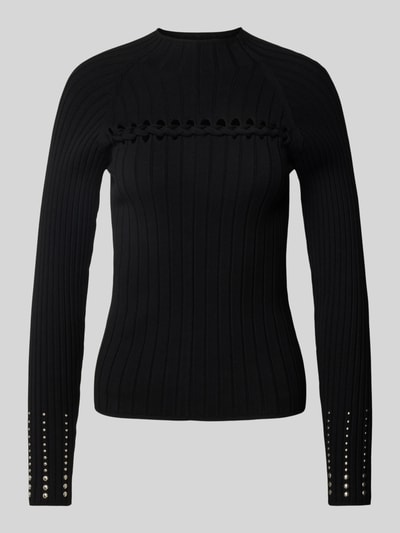 Liu Jo White Strickpullover mit Stehkragen Black 1