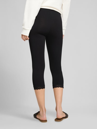 Tom Tailor Denim Slim fit legging van katoenmix met kant Zwart - 5