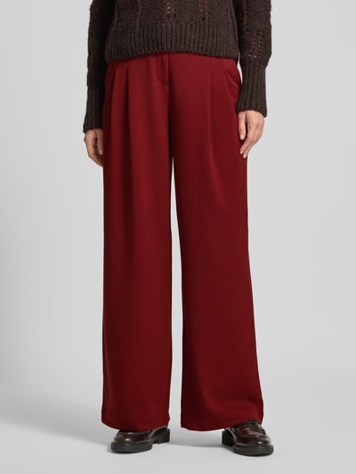 MSCH Copenhagen Wide leg broek met viscose, model 'Henrika' Donkerrood - 4