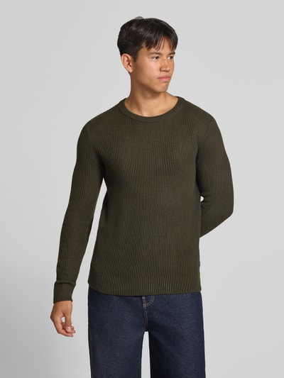 JACK & JONES Strickpullover mit Rundhalsausschnitt Modell 'PANNEL' Oliv 4