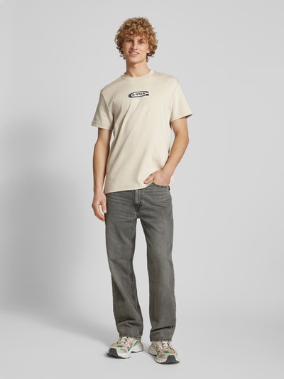 G-Star Raw T-Shirt mit Label-Print Beige 1