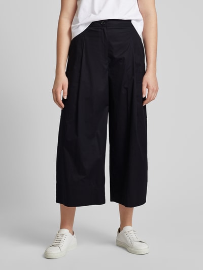 Marc Cain Wide leg stoffen broek met bandplooien Marineblauw - 4