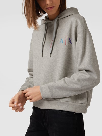 ARMANI EXCHANGE Hoodie mit Label-Stitching Hellgrau Melange 3