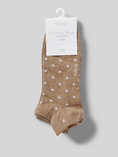 Christian Berg Woman Socken mit gerippten Bündchen und Label-Detail Sand Melange 3