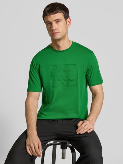 ARMANI EXCHANGE T-shirt met geribde ronde hals Groen - 3