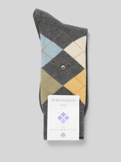 Burlington Socken mit Label-Detail Modell 'KING' Mittelgrau 3