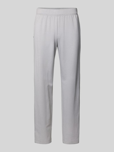 Produktfoto, Sweatpants mit elastischem Bund von Schiesser aus Baumwoll-Mix, leicht meliertes Hellgrau, gerade geschnitten, fein strukturierte Oberfläche, Relaxed Fit