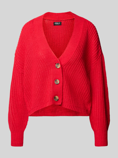 Only Regular Fit Strickjacke mit Hornoptik-Knöpfen Modell 'CAROL' Rot 2