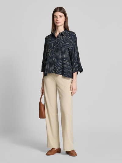 OPUS Relaxed Fit Hemdbluse aus Viskose Modell 'Fiana palm leaves' Dunkelblau 1