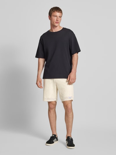 SERGIO TACCHINI Regular fit korte broek met ajourpatroon, model 'ORTIGIA' Offwhite - 1