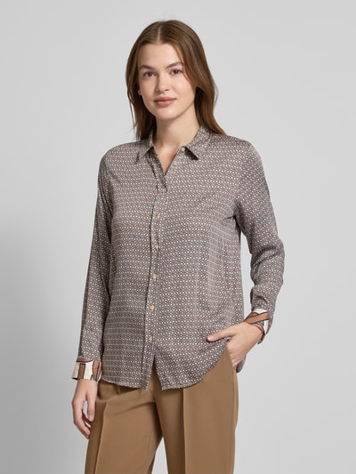 Milano Italy Regular Fit Bluse mit Umlegekragen und Knopfleiste Camel 4