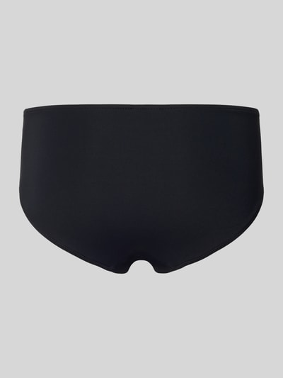 Produktfoto, Bikini-Slip mit Raffungen von Seafolly in Schwarz, glatte Oberfläche, körpernaher Schnitt, Material-Mix mit Stretch-Anteil.