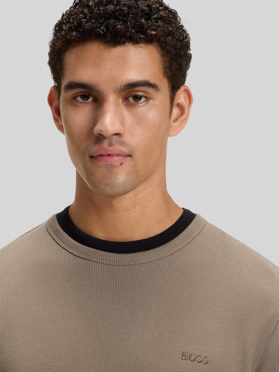 BOSS Orange Regular fit shirt met lange mouwen en wafelstructuur, model 'TEMPESTO' Olijfgroen - 3