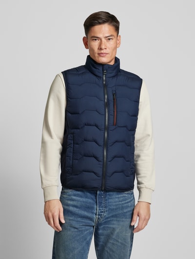 Tom Tailor Regular fit bodywarmer met borstzak met rits Marineblauw - 4