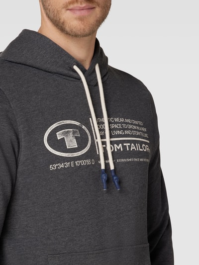 Tom Tailor Hoodie met labelprint Antraciet - 3