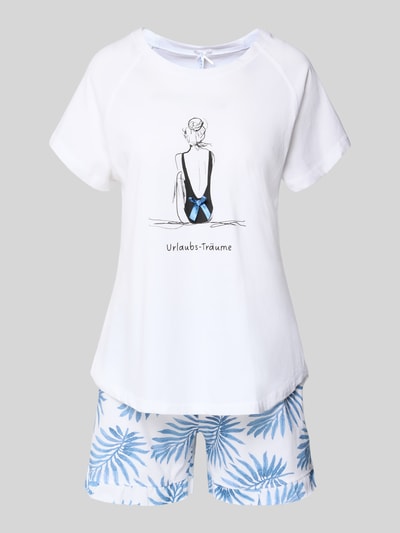 Produktfoto, Regular Fit Pyjama mit Schleifen-Detail von LOUIS & LOUISA z bawełny, krój regular fit, góra t-shirt z okrągłym dekoltem, szorty z wiązanym detalem