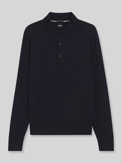 BOSS Regular Fit Poloshirt aus reiner Wolle Modell 'Lancione' Marine 2