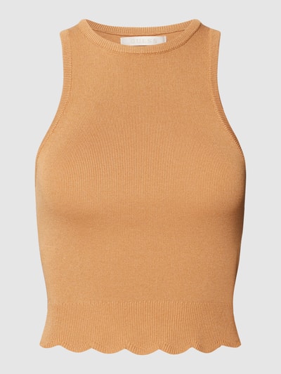GUESS Crop Top mit geripptem Saum Modell 'ADA' Sand 2