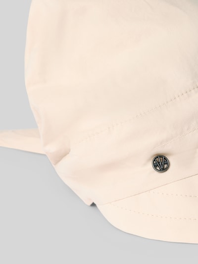 Produktfoto, Bindekappe mit Label-Detail von Loevenich in hellem Beige aus Reine Baumwolle mit verstärktem Schirm und rückseitiger Bindung