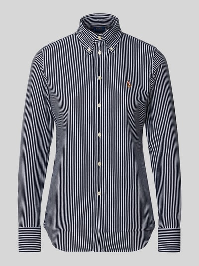 Productfoto, Regular Fit overhemdblouse van puur katoen van Polo Ralph Lauren, Dames, donkerblauw met witte strepen, gestructureerde stof
