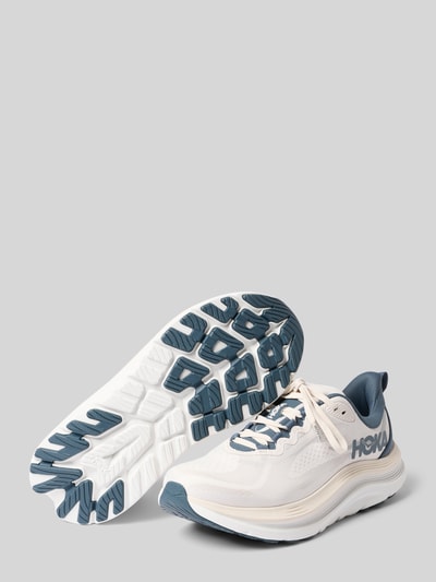 Produktfoto, Sneaker mit Logo-Detail Modell 'Kawana' von HOKA, abgerundete Passform, Schnürverschluss, profilierte Sohle, Damen Sneaker, Absatzhöhe 4 cm, Schafthöhe 6 cm, Schaftweite 10 cm, weiß-blau, strukturierte Textur