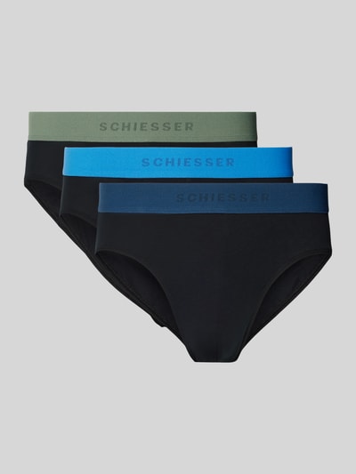 Schiesser Slip mit elastischem Label-Bund im 3er-Pack Bleu 1