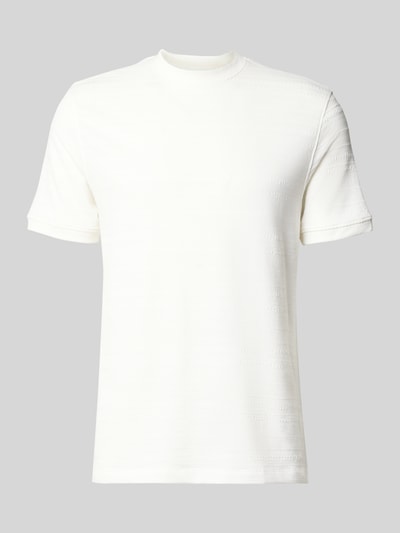 Produktfoto, T-shirt met structuurpatroon en ronde hals van guess, katoenmix regular fit, ruglengte maat m 74 cm, heren, wit