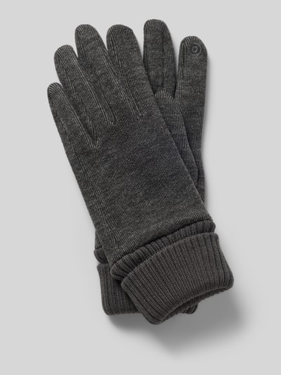 Produktfoto, Handschuhe aus elastischem Material-Mix von EEM in Dunkelgrau, klassische Form, gerippte Abschlüsse, strukturierte Oberfläche