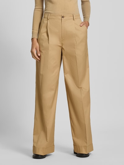 Lauren Ralph Lauren Broek met wijde pijpen en achterzak, model 'MAKANIE' Zand - 4