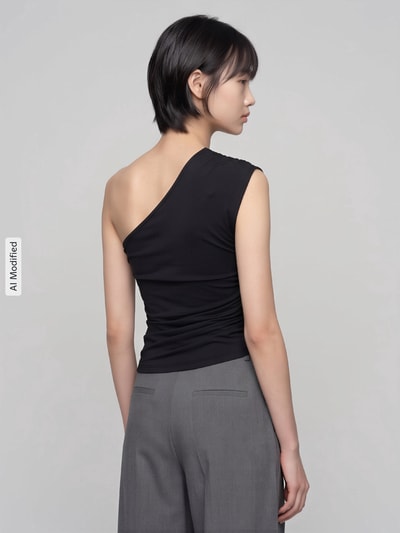 PIECES Blusentop mit One Shoulder-Ausschnitt Black 5