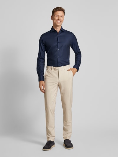 JOOP! Collection Slim fit zakelijk overhemd met haaikraag, model 'Pares' Donkerblauw - 1