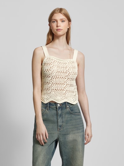 Pieces Top met broderie anglaise, model 'AIA' Beige - 4