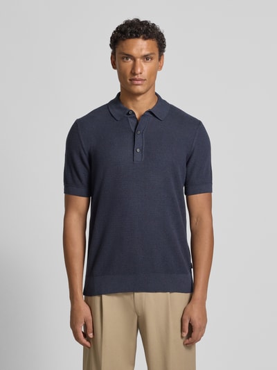BOSS Regular Fit Strickpoloshirt aus Lyocell-Baumwoll-Mix Modell 'LANNOTTI' Marine 4