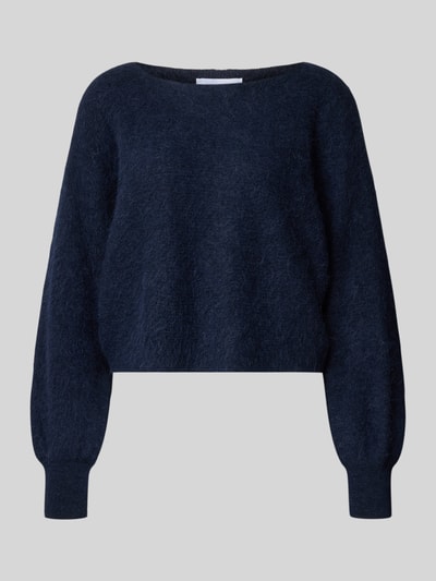 Marella Sweter z dzianiny z prążkowanymi wykończeniami model ‘FARADAY’ Granatowy 2