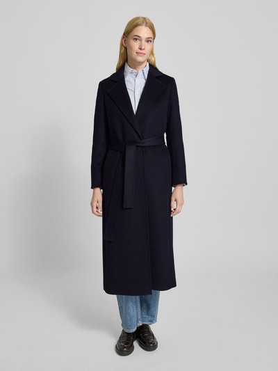 MAX&Co. Regular fit lange wollen jas met reverskraag, model 'LONGRUN' Marineblauw - 4