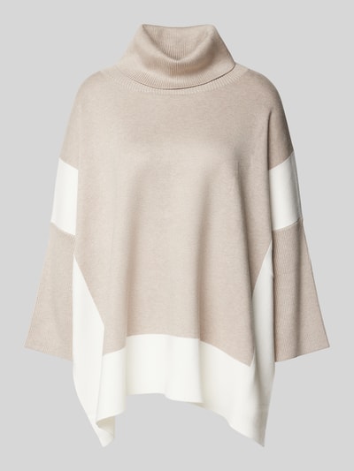 s.Oliver BLACK LABEL Oversized Pullover-Poncho aus Viskose-Mix mit Color-Blocking Cognac 1