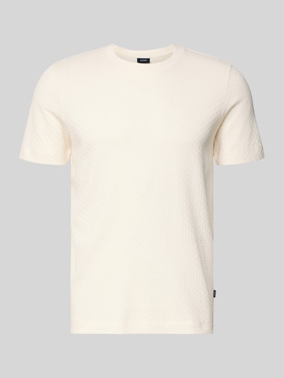 Produktfoto, T-Shirt mit geripptem Rundhalsausschnitt von JOOP! Collection in Creme, reine Baumwolle, Regular Fit, strukturierte Oberfläche