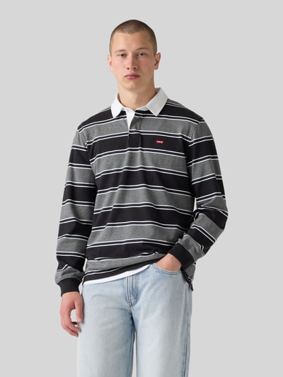 Levi's® Relaxed Fit Poloshirt aus reiner Baumwolle Modell 'RUGBY BRANCO' Dunkelgrau 4