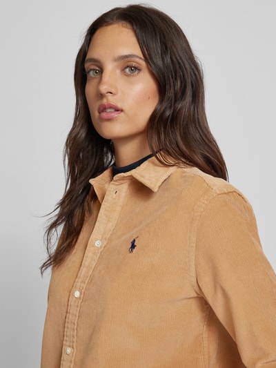 Polo Ralph Lauren Relaxed fit corduroy blouse met logostitching Camel - 3