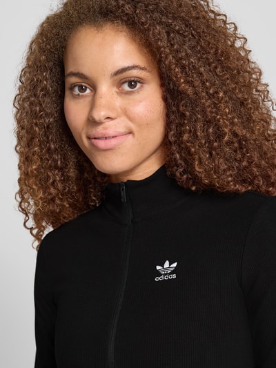 adidas Originals Kurtka prążkowana z wyhaftowanym logo i zamkiem błyskawicznym Czarny 3